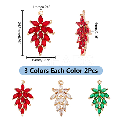 6Pcs 3 Colors Glass Pendants GLAA-AR0001-83-1