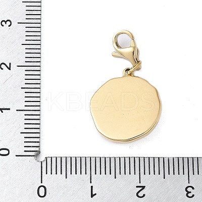 304 Stainless Steel Rhinestone Flat Round with Star Pendant Decoration STAS-S165-03B-G-1