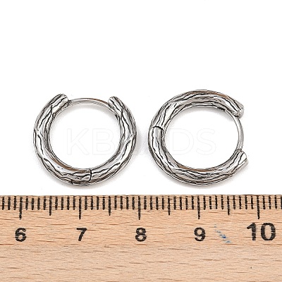316 Surgical Stainless Textured Hoop Earrings EJEW-C160-10A-AS-1