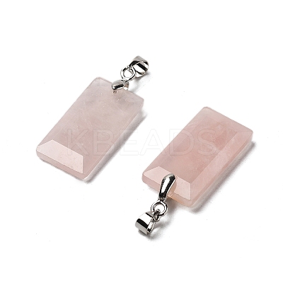 Natural Rose Quartz Faceted Pendants G-U031-04P-01-1