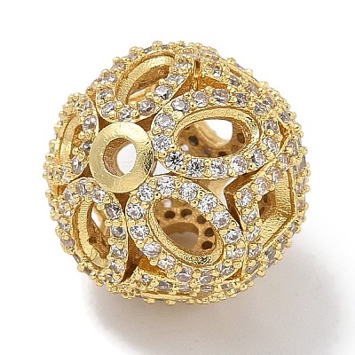 Rack Plating Brass Micro Pave Cubic Zirconia Beads KK-L224-019G-1