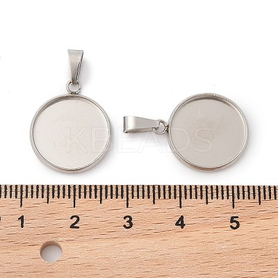 304 Stainless Steel Pendant Cabochon Settings STAS-I328-01E-P-1
