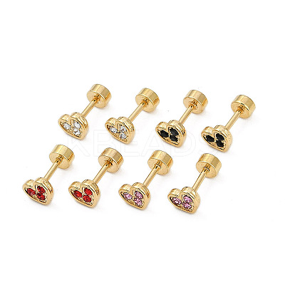 Heart Rhinestone Ear Fake Plugs EJEW-H105-26G-1