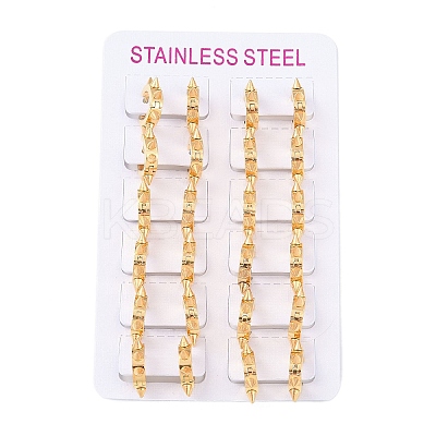 Ion Plating(IP) Polishing 304 Stainless Steel Spike Rivet Hoop Earrings for Women EJEW-M001-05G-1