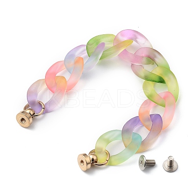 Frosted Spray Painted Acrylic Curb Chain for DIY Keychains HJEW-JM00400-09-1