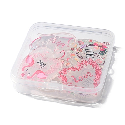 10Pcs 5 Styles Valentine's Day Theme Acrylic Pendants MACR-FS0001-40-1