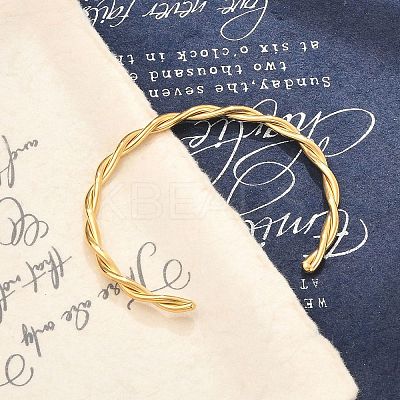 Ion Plating(IP) 304 Stainless Steel Twisted Rope Cuff Bangles LS-BJEW-P296-01G-1