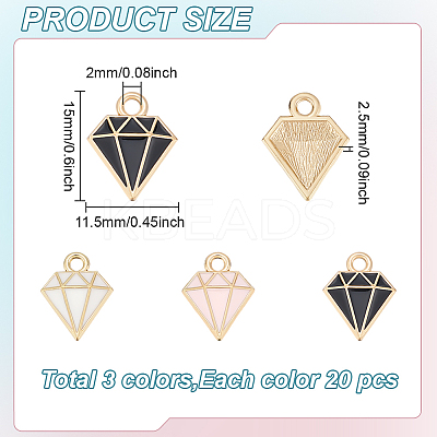 60Pcs 3 Colors Alloy Enamel Pandants FIND-LP0001-43-1
