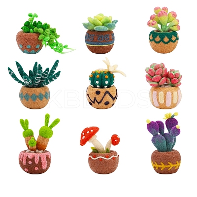 DIY 9Pcs Succulent Potted Plant Needle Felting Kits for Beginner PW-WGA9C6C-02-1