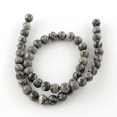 Natural Map Stone/Picasso Stone/Picasso Jasper Beads Strands G-S188-4mm-1