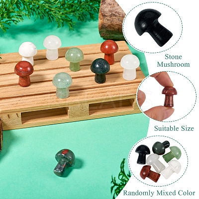 10Pcs Natural & Synthetic Gemstone Mushroom Figurines G-TA0002-08-1