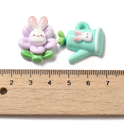 Cartoon Rabbit Theme Opaque Resin Decoden Cabochons X-RESI-R443-04-1