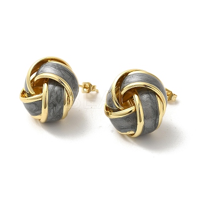Real 18K Gold Plated Iron Enamel Stud Earrings for Women EJEW-M251-09G-06-1