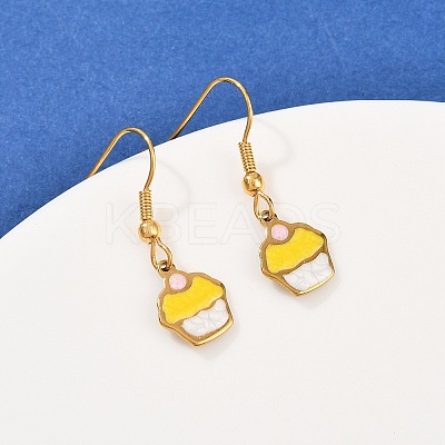 Ocean Series 304 Stainless Steel Enamel Dangle Earrings EJEW-K017-01A-G-1