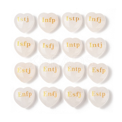 Natural Quartz Crystal Heart Engraving MBTI Type 16 Personality Figurines Statues for Home Office Desk Decorations G-K353-05-1