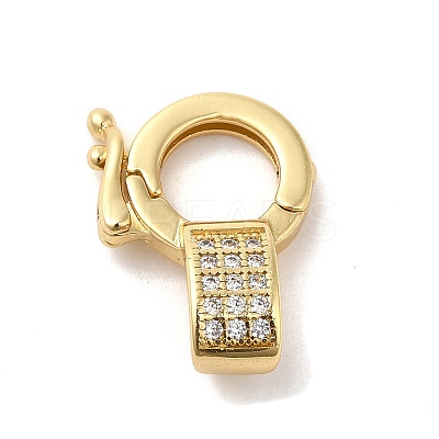 Brass Micro Pave Clear Cubic Zirconia Twister Clasps KK-Q772-15G-1