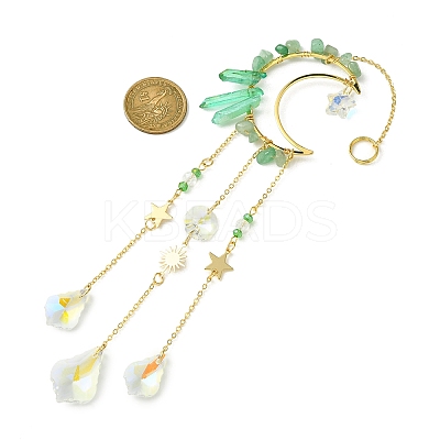 Moon & Star Brass Hanging Ornaments HJEW-JM01478-03-1