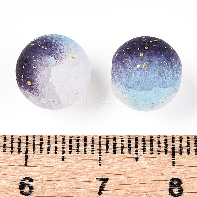 Frosted Baking Paint Crackle Glass Beads with Glitter Powder LS-X-DGLA-T004-01J-1