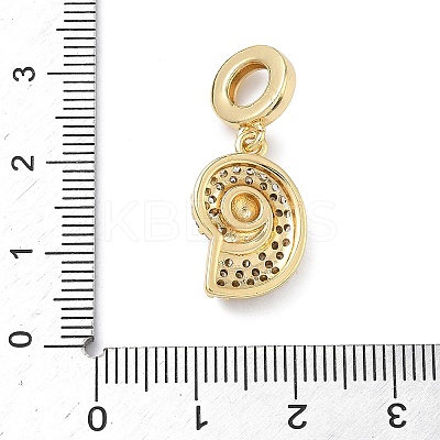 Brass Micro Pave Clear Cubic Zirconia Sea Animals European Dangle Charms KK-Z143-02G-02-1