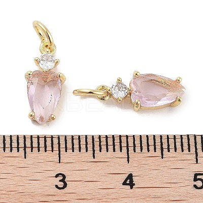 Brass Micro Pave Cubic Zirconia Charms KK-C051-09G-03-1