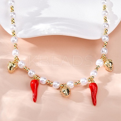 Brass Micro Pave Clear Cubic Zirconia Beaded Necklaces NJEW-Z059-04G-01-1