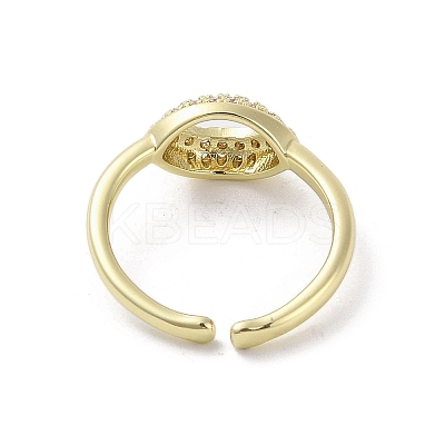 Brass Pave Cubic Zirconia Cuff Rings RJEW-M170-22G-1