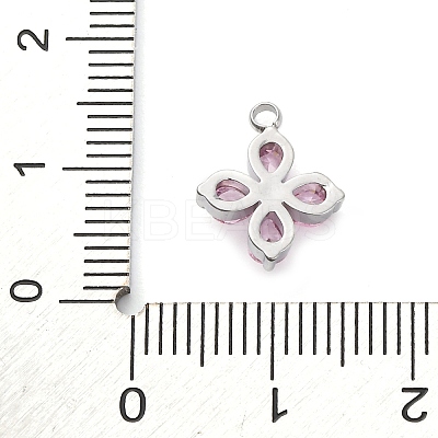 304 Stainless Steel Micro Pave Cubic Zirconia Pendants STAS-U042-06P-01-1