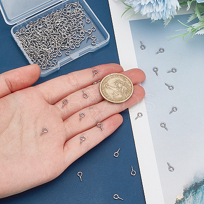 200Pcs 304 Stainless Steel Screw Eye Pin Peg Bails STAS-LP0001-19-1