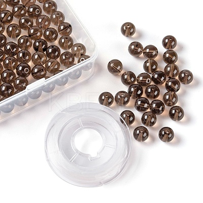 100Pcs 8mm Natural Smoky Quartz Round Beads DIY-LS0002-06-1