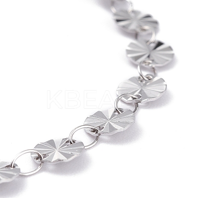 Tarnish Resistant 304 Stainless Steel Flat Round Link Chain Bracelets BJEW-I295-10P-1