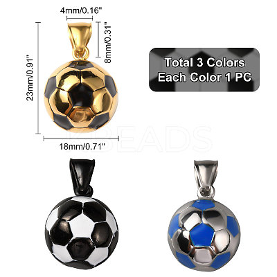 3Pcs 3 Colors Stainless Steel Pendants STAS-UN0039-74-1