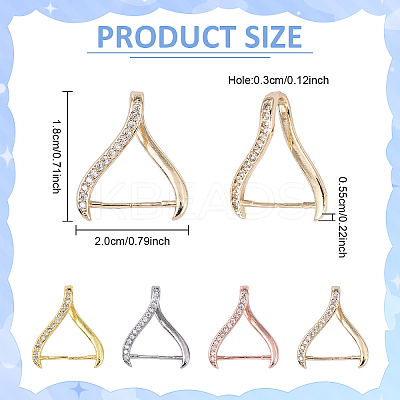 4Pcs 4 Colors Rack Plating Brass Micro Pave Cubic Zirconia Ice Pick Pinch Bails KK-YW0003-43-1