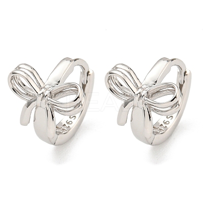 Anti-Tarnish Rhodium Plated 925 Sterling Silver Hoop Earring EJEW-Z046-01P-1