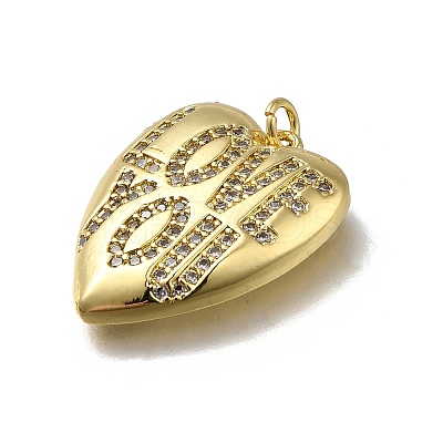 Brass Micro Pave Cubic Zirconia Pendants KK-C090-44G-01-1