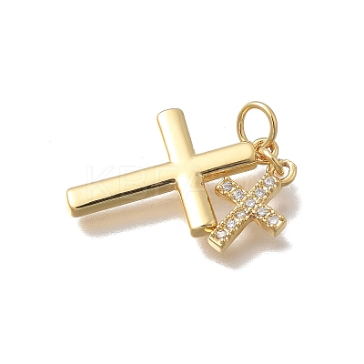 Brass Micro Pave Cubic Zirconia Pendants X-KK-D431-070G-1