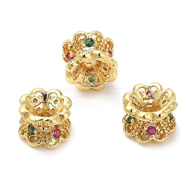 Rack Plating Brass Cubic Zirconia Spacer Beads KK-R147-01G-1