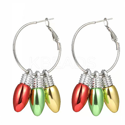 Christmas Theme Alloy Plastic Chandelier Earrings FS-WG6FBD6-10-1