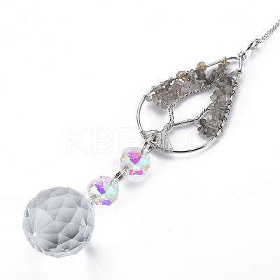 Natural Labradorite Big Pendants G-N333-010A-1