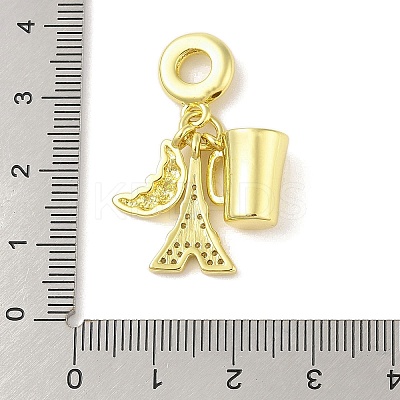 Rack Plating Brass Micro Pave Clear Cubic Zirconia European Dangle Charms LS-KK-S380-26G-1