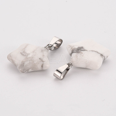 Star Natural Howlite Pendants G-Q367-18-1