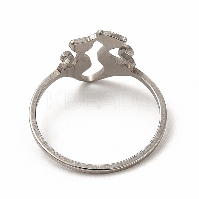 Non-Tarnish 201 Stainless Steel Double Cat Finger Ring for Women LS-RJEW-K239-04P-1