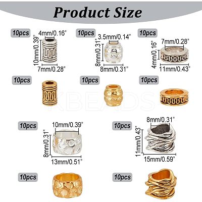 100Pcs 10 Style Tibetan Style Alloy Beads FIND-NB0002-99-1