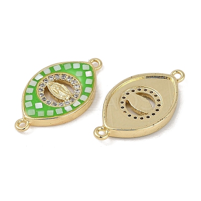 Rack Plating Brass Micro Pave Clear Cubic Zirconia Horse Eye Connector Charms KK-U032-28G-1