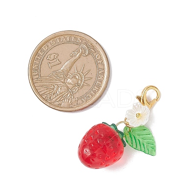 2Pcs Transparent Acrylic Strawberry Pendant Decorations HJEW-JM04318-1