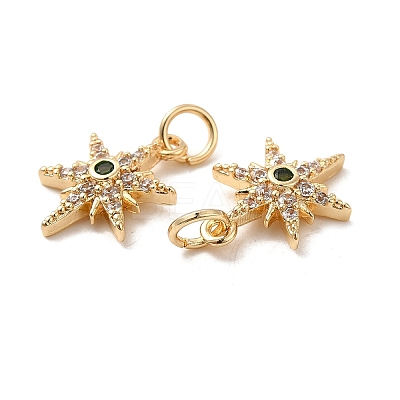 Rack Plating Brass Micro Pave Cubic Zirconia Pendants KK-E081-10G-1