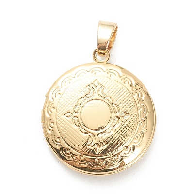 Brass Locket Pendants KK-P199-06G-1