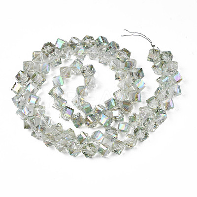 Electroplate Transparent Glass Beads Strands EGLA-N002-29-C03-1
