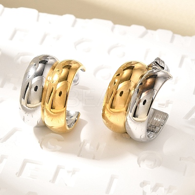 304 Stainless Steel Two Tone Stud Earrings EJEW-F355-05GP-03-1