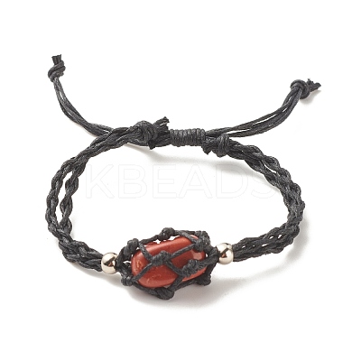 CCB Plastic Nugget Braided Cord Bracelet BJEW-JB08118-02-1