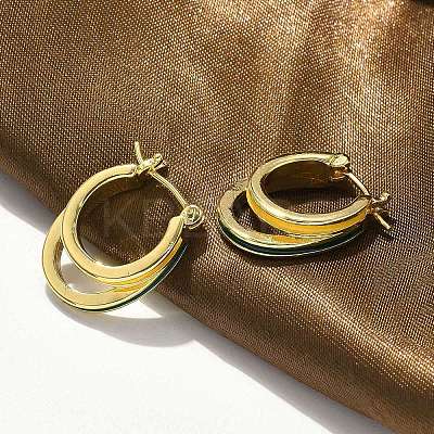 Two-layer Oval Brass Enamel Hoop Earrings EJEW-S252-03D-G-1